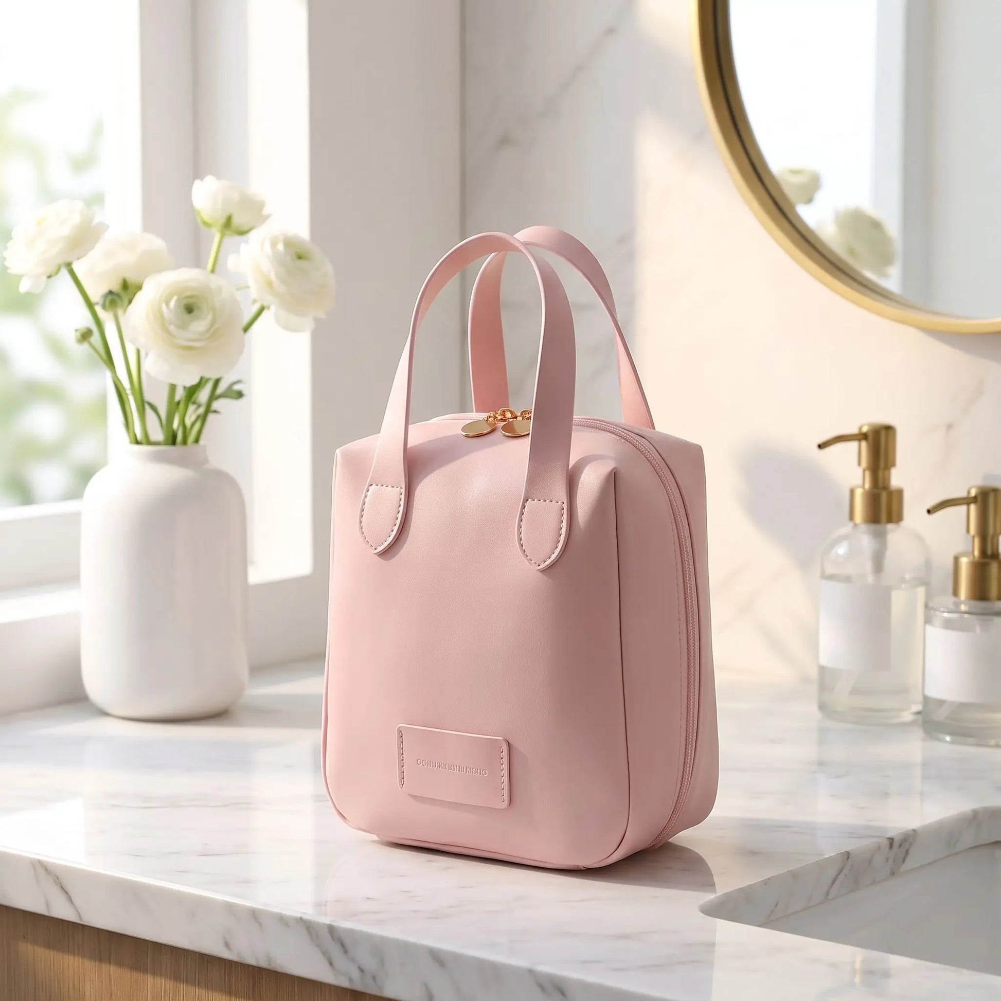 Trousse maquillage portable rose