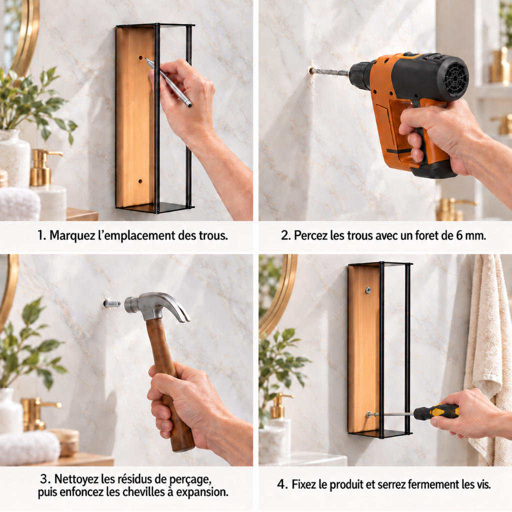 Comment installer un porte-serviette mural vertical en perçant le mur