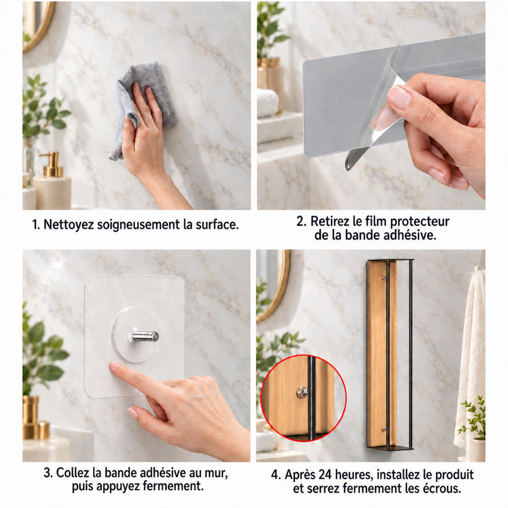 Comment installer un porte-serviette mural vertical sans percer le mur