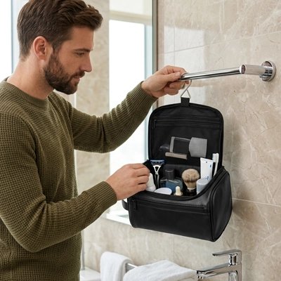 Trousse de toilette homme avec pochette intérieure pour accessoires
