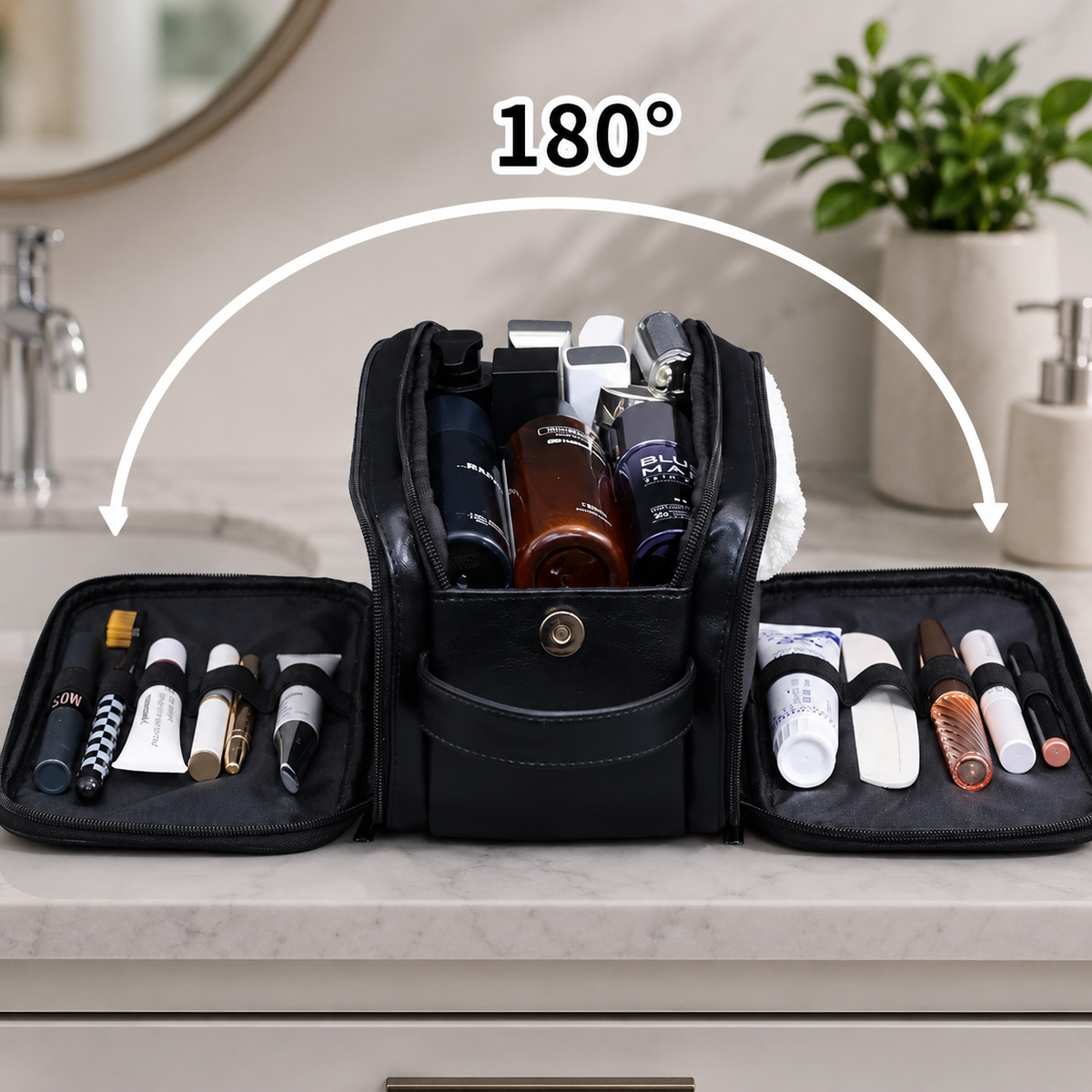 Trousse de toilette homme ouverture 180 degrés