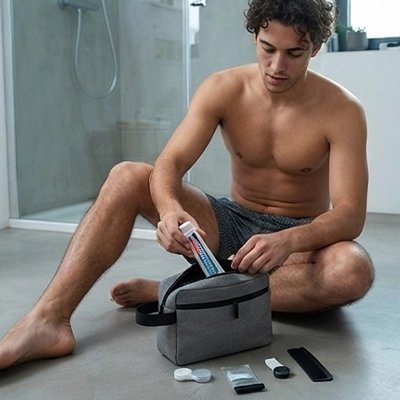 Trousse toilette homme compacte pour voyage et salle de bain